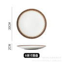 Axyaa Ceramic Striped Plate: Creative Retro Steak Spaghetti Sushi Restaurant Commercial Plate