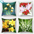 Axyaa Sunflower Lotus Lily Rose Pattern Pillow Cover for Home Chair Car Sofa