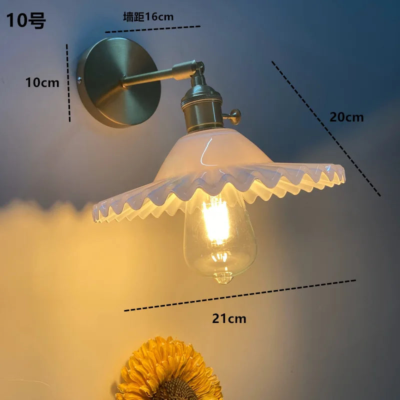 Axyaa Clear Glass LED Wall Sconce Switch Lamp for Bathroom Mirror Stairway, Nordic Copper Influence
