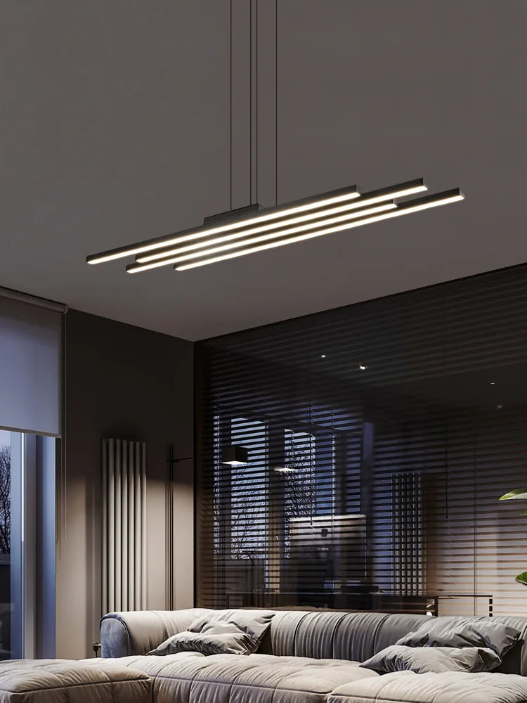 Axyaa Black Nordic Chandelier LED Light, Modern Minimalist Design for Living Room