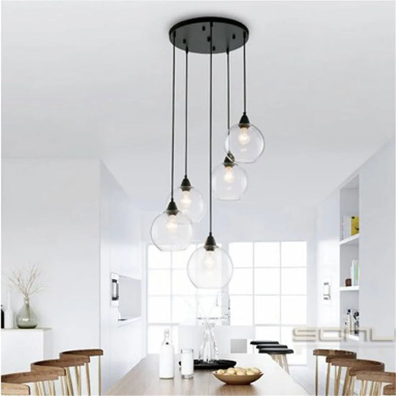 Axyaa Hand Blown Clear Glass Globe Lampshade with 2 Ends Opening