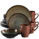 Axyaa Vintage Ceramic Tableware Set - Blue/Brown Stoneware Dinnerware, 16/32/48-Piece