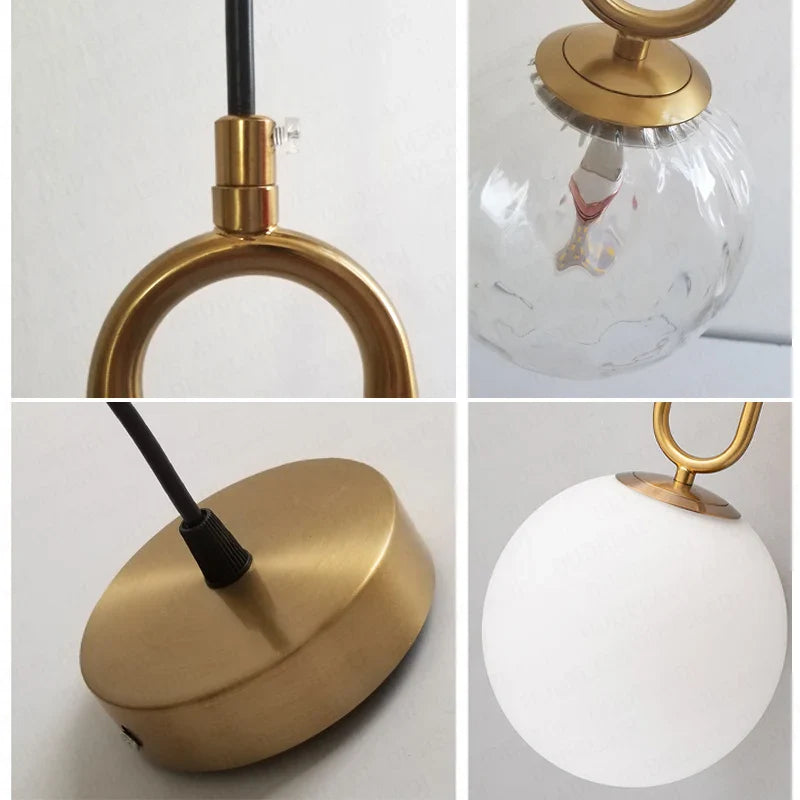 Axya Nordic Glass Pendant Lights for Modern Spaces: Stylish Brass Decor Lighting Fixture