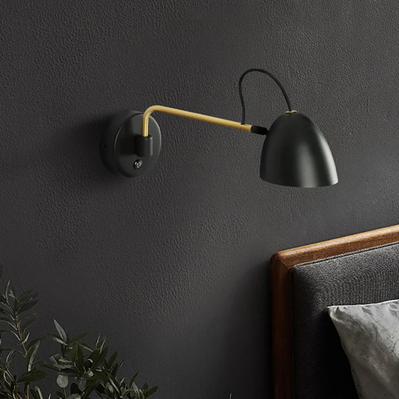 Axyaa Dimmable Swing Arm Wall Lamp: Touch Switch, Adjustable Brightness.