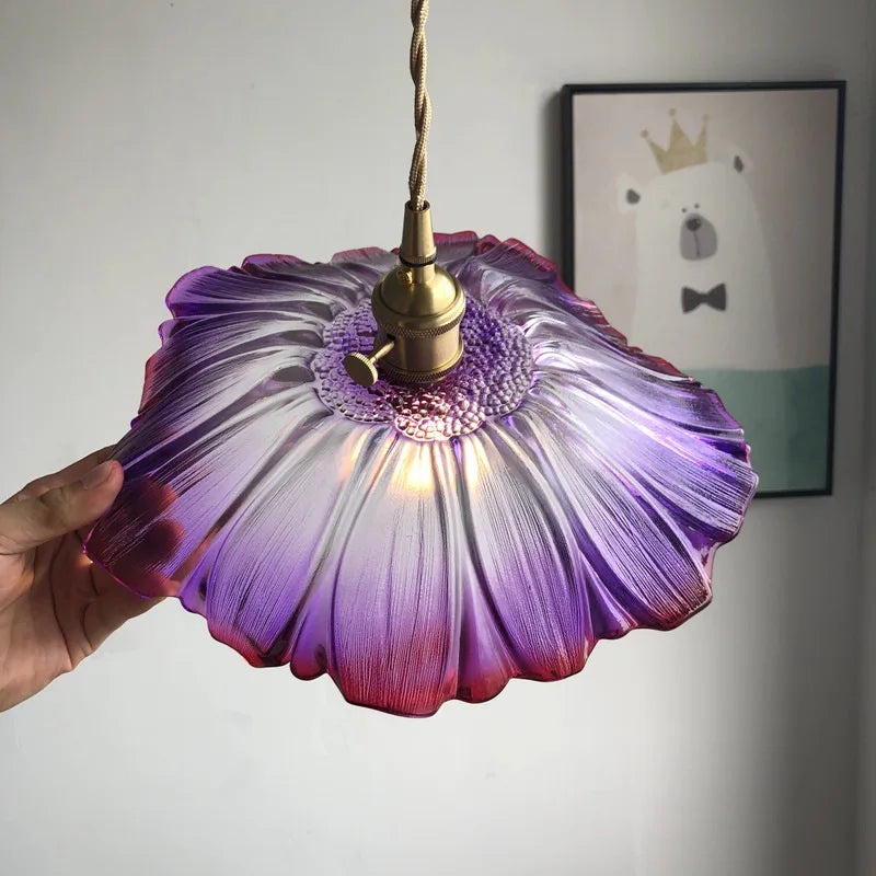 Axyaa Nordic Purple Glass LED Pendant Light, Modern Hanging Lamp for Bar, Bedroom, Dinning Room