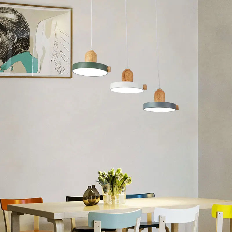 Axyaa Nordic LED Wood Iron Pendant Light - Customizable Modern Design