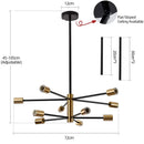 Axya Nordic Gold Black Chandelier Ceiling Light Fixture
