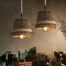 Axyaa Loft Barrel Chandelier Wood Drolight for Dining Room and Cafe