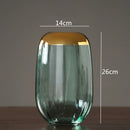 Axyaa Glass Vase: Golden Transparent Modern Home Decor Handicraft