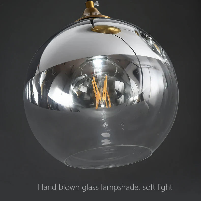 Axyaa Glass Ball Pendant Lights: Modern Nordic Design in Gold, Silver, Gray, Amber