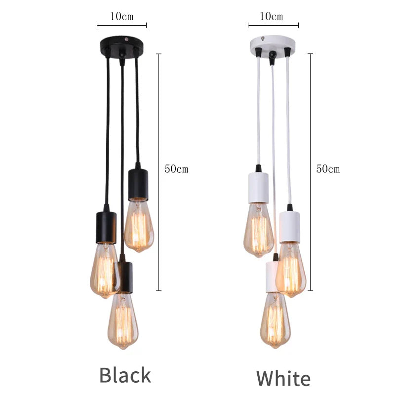 Axyaa 3-Head LED Pendant Lamp Industrial Ceiling E27 Retro Kitchen Bedroom Hanging Lights