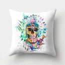 Axyaa Halloween Floral Skull Print Cushion Cover - Nordic Style 45X45CM