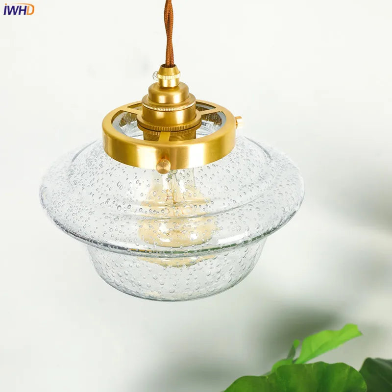 Axyaa White Glass LED Pendant Light: Japanese Style Nordic Modern Copper Hanging Lamp