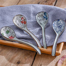 Axya Hand-painted Floral Ceramic Spoon, 16.5*5cm, Japanese Retro Style