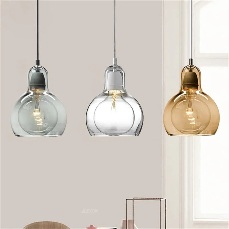 Axyaa Modern Glass LED Pendant Light - Elegant Retro Dining Room and Bar Lamp E27