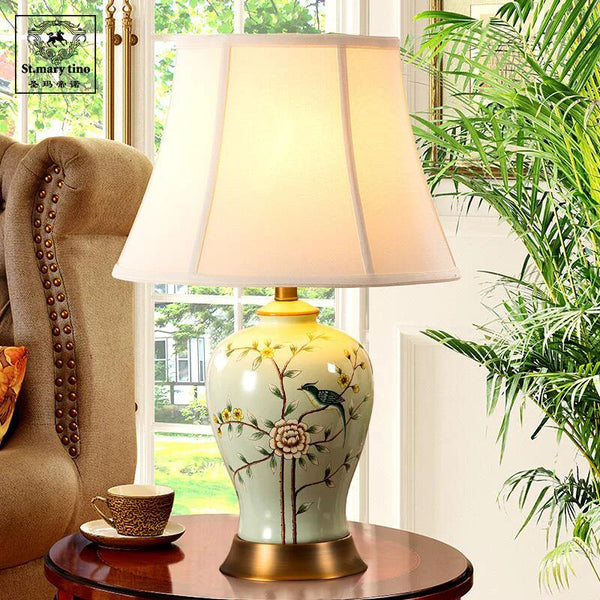 Axyaa Ceramic Vase Table Lamp - Elegant Bedroom and Living Room Night Light