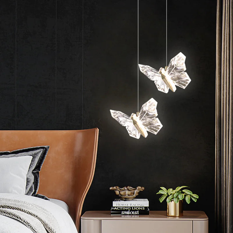 Axyaa Butterfly Crystal Wall Lamp: Nordic Pendant Lights for Living Room Decor