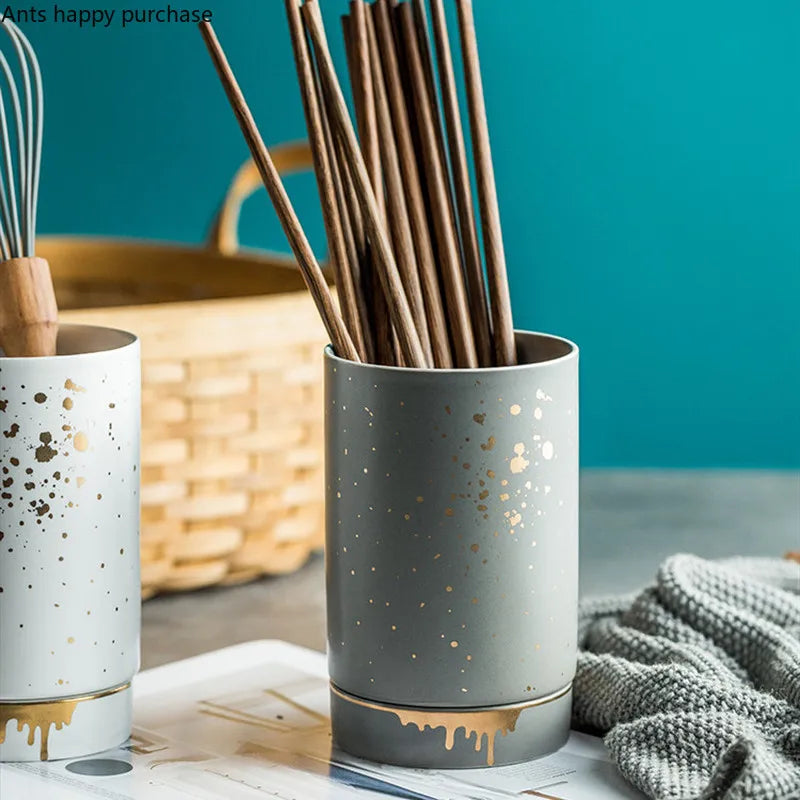 Axya Ceramic Chopstick Holder Organizer Box Storage Bottles
