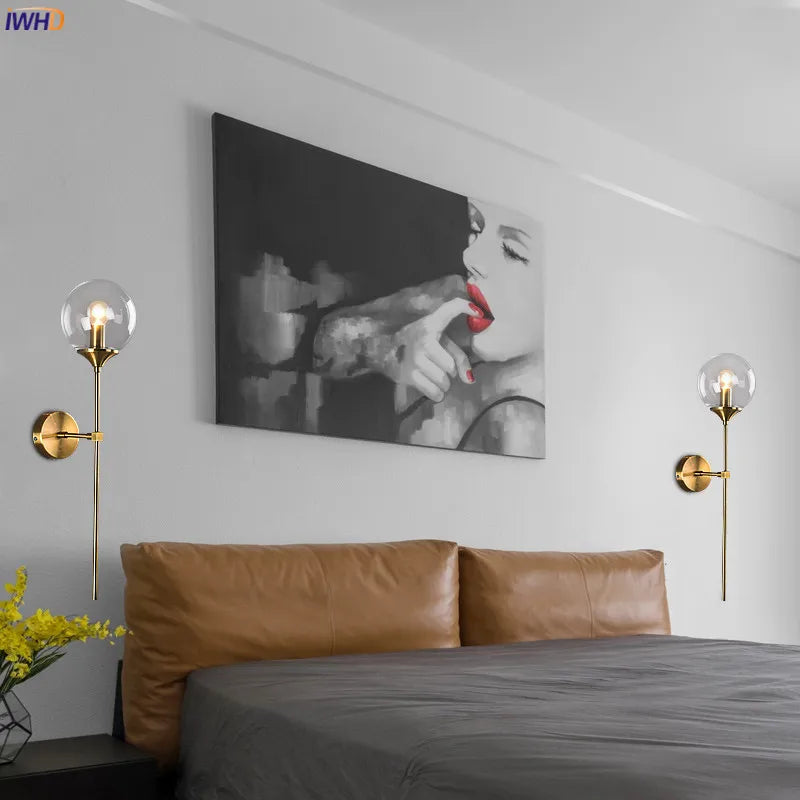 Axyaa Nordic LED Wall Lights: Modern Home Bathroom Stair Mirror Glass Ball Wall Lamp