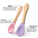 Axya Organic Soft Tip Baby Feeding Spoon, Wooden Handle, BPA-Free