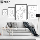Axyaa Minimalist Men Body Line Drawing Poster Wall Art Bedroom Decor