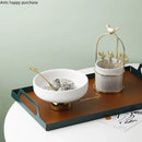 Axya White Ceramic Tall Fruit Plate Stand Tableware for Desserts and Snacks
