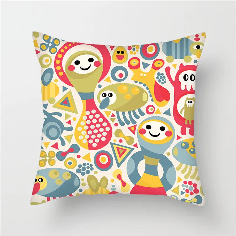 Axyaa Cartoon Doll Pattern Polyester Cushion Cover for Home Decor