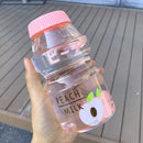 Axyaa Frosted Plastic Fruit Water Bottle 480ml Cute Leakproof Kawaii Milk Carton Shape