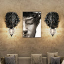 Axyaa Nordic Black Gold Lion Wall Sconce Head Resin Art Luxury Decor Lighting