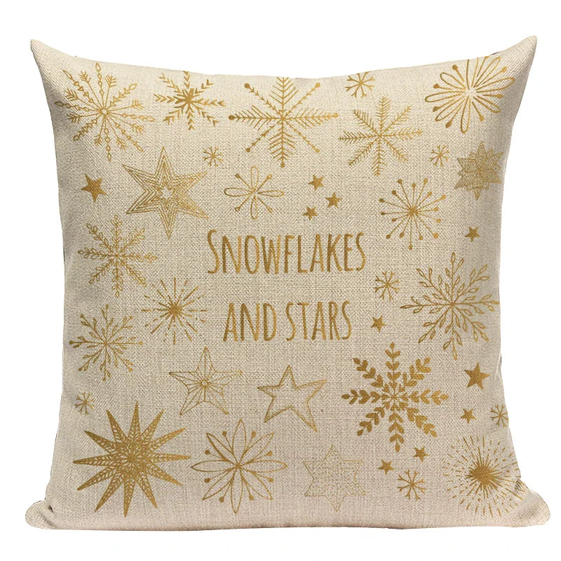 Axyaa Christmas Deer Snowman Cartoon Cushion Cover - Festive Decor Pillowcase