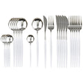 Axyaa Black Stainless Steel Dinnerware Set: 24Pcs Cutlery Flatware Gift Set