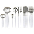 Axyaa Black Stainless Steel Dinnerware Set: 24Pcs Cutlery Flatware Gift Set