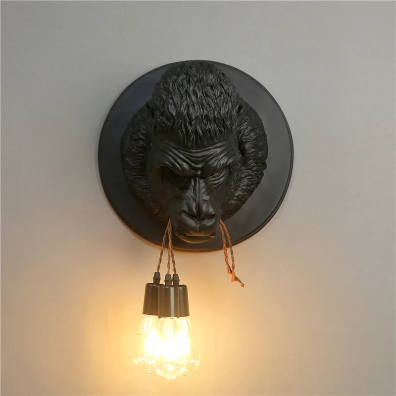 Axyaa Gorilla Resin Wall Sconce Nordic Retro Wall Lamp Decor Fixtures