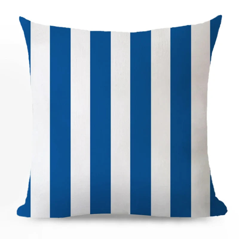 Axyaa Blue Geometric Cotton Linen Pillow Cover for Luxury Home Decor