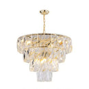 Axyaa Gold Steel Crystal Pendant Light: Luxury LED Hanging Lamp for Elegant Indoor Lighting