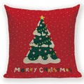 Axyaa Festive Santa Claus Christmas Tree Linen Throw Pillow Case