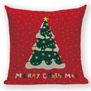 Axyaa Festive Santa Claus Christmas Tree Linen Throw Pillow Case