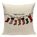 Axyaa Christmas Deer Snowman Cartoon Cushion Cover - Festive Decor Pillowcase