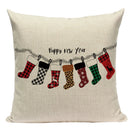 Axyaa Christmas Deer Snowman Cartoon Cushion Cover - Festive Decor Pillowcase
