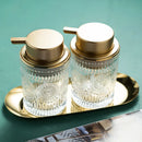 Axya Clear Glass Lotion Soap Dispenser Bottle with Metal Storage Tray