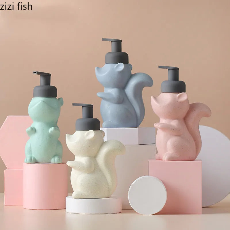 Axya Ceramic Owl Squirrel Soap Dispenser Handwashing Fluid Press Bottle