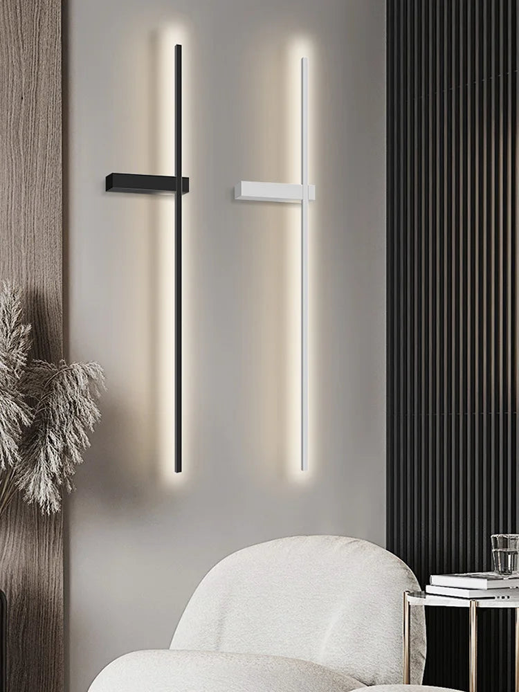 Axyaa Black Long Strip Wall Lamp - Modern Minimalist Bedroom & Living Room Light
