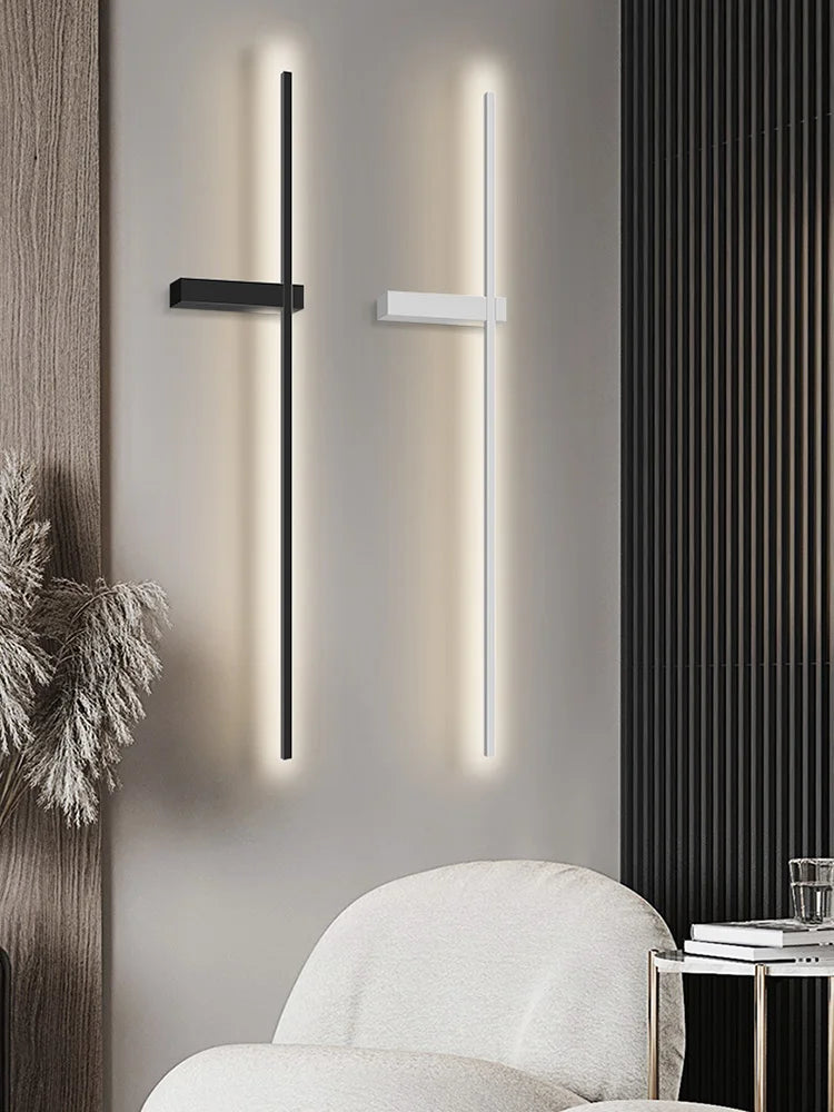 Axyaa Black Long Strip Wall Lamp - Modern Minimalist Bedroom & Living Room Wall Light