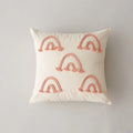 Rainbow Stripe Cushion Cover with Pink Rope Embroidery, 45x45cm, Axyaa