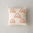 Rainbow Stripe Cushion Cover with Pink Rope Embroidery, 45x45cm, Axyaa