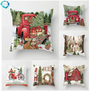 Axyaa Red Truck Christmas Tree Pattern Cushion Cover Home Decor 45X45CM