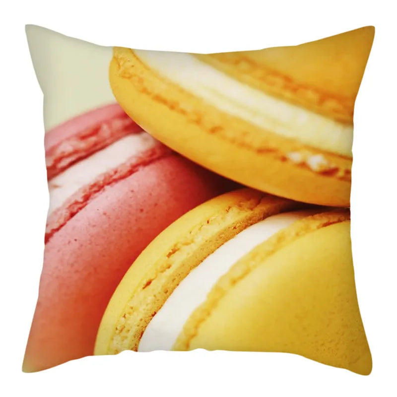 Axyaa Biscuits Cake Print Decor Pillow Cover for Home Sofa Decoration
