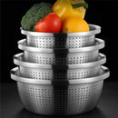 Axyaa Stainless Steel Drain Colander Basket for Round Rice Washing and Straining