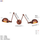 Axyaa Loft Antique Swing Arm Wall Sconce with 3 Heads Black Finish