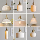 Axyaa Nordic White Ceramic LED Pendant Light with Knob Switch - Modern Copper Hanging Lamp